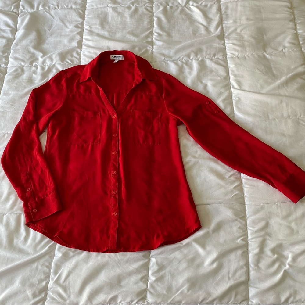 Express Red Portofino Button Up Blouse - image 3